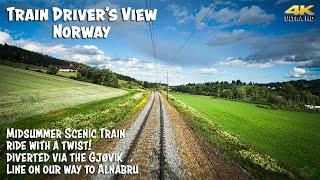 4K CABVIEW: Scenic Train Ride On The Bergen Line With A Twist: Diverted Over The Gjøvik Line!