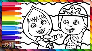 Drawing And Coloring Masha With A Mermaid ‍️ Drawings For Kids