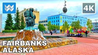 [4K] Downtown Fairbanks in Alaska USA - Virtual Walking Tour & Travel Guide  Binaural ASMR