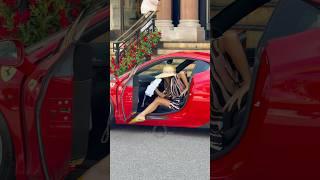 Beautiful beach lady getting out her Ferrari at Hotel Paris #monaco #luxury #trending #lifestyle#fyp