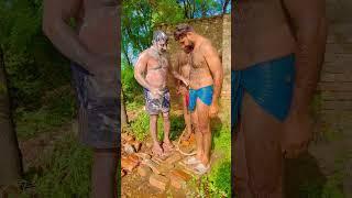 Pakistani Wrestlers Take A Bath Tubewell#Tubewell#swimming#pool#shorts