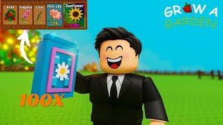 Opening 100 Flower Seed Packs in Roblox Grow A Garden!  INSANE LUCK!