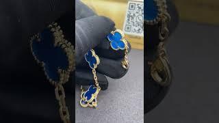 18K Gold Van Cleef Blue Agate Bracelet VCARP34900 #vancleefbracelet #vancleefagatebracelet