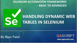 Selenium Automation Framework Tutorial - Handling Dynamic Web Tables in Selenium