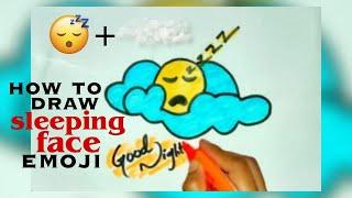 How to draw sleeping face emoji | sleeping face emoji in cloud | easy sleeping emoji step by step