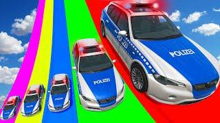 Big & Small Police Cars with Slide Color and Portal Trap - Police Chase vs Cars - BeamNG.Drive