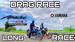 TVS APPACHE 160 4V VS YAMAHA MT 15  || DRAG RACE || @DRAGGER_JATIN