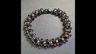 Barrel Weave and Farfalle Bead Bracelet - Beaded Chainmaille