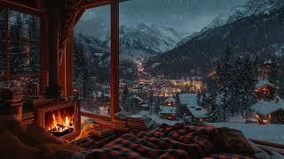 Tranquil Snowstorm Nights: Cozy Fireplace Ambience for Rest and Relaxation 