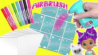 Gabby's Dollhouse DIY Airbrush Art Tutorial with Stencils! Crafts for Kids