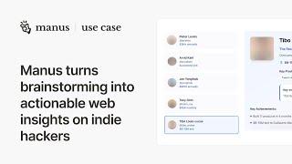 Manus turns brainstorming into actionable web insights on indie hackers