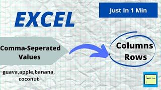 Split comma separated values in excel to rows and columns, comma delimiter, convert comma seperated