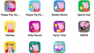 Peppa Pig,Seasons: Autumn & Winter,Happy Mrs Chicken,Golden Boots,Sports Day,Holiday,Polly Parrot