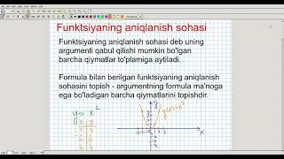 Funksiyaning aniqlanish sohasi. Algebra 9-sinf. 7-dars