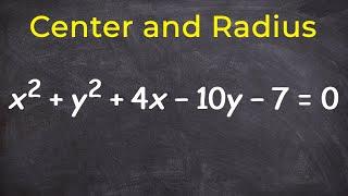 How to find the center and radius of a circle in standard form