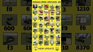 All New Cheat Codes  Indian Bike Driving 3D #shorts #indianbikedriving3d #gaming