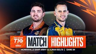 2024 Abu Dhabi T10 I Match 34 Highlights: Ajman Bolts vs Morrisville Samp Army | Season 8