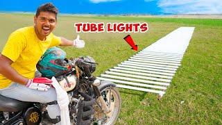 Tube Lights VS Bike - Will it Break ?  ట్యూబ్ లైట్స్ ని బైక్ తో పేల్చాము...  Telugu Experiments