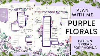 PLAN WITH ME | PURPLE FLORAL PATRON SPREAD FOR RHONDA | THE HAPPY PLANNER