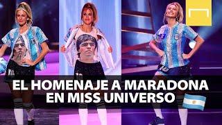 Alina Luz Akselrad y su homenaje a Diego Maradona en Miss Universo