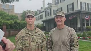 West Point Supe Lt Gen Steve Gilland, First Captain Mart Van De Wall on  March Back Day Class '27