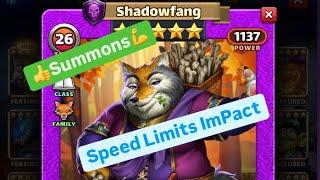 Empires & Puzzles Hero  Analysis with Summons :  ShadowFang, Good Impact, Limited by Speed️