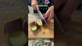 Satisfying cutting eggplant sounds #eggplant #shorts #asmr @josiecooks