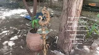 BHARAT HAAT Brass Diya with Peacock Design Brass Material Standing Oil Lamp Twin Peacock