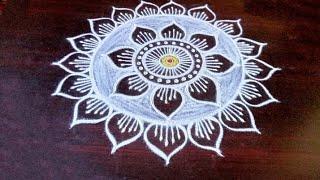 easy and beautiful flower kolam by laks Rangoli designs