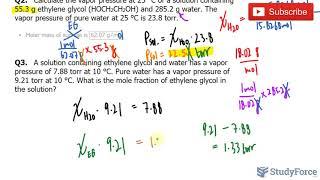 ️ Calculating the Vapor Pressure of a Solution using Raoult’s law (Question 3)