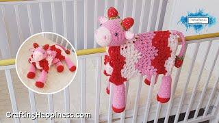 3in1 Strawberry Cow Baby Blanket Crochet Pattern - Crafting Happiness PROMO VIDEO