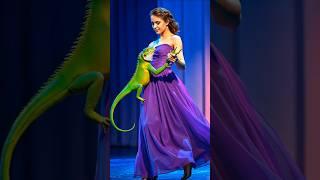 The woman performs a fusion with green iguana on Agt #americagottalent #agt #magic #shorts