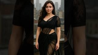 Black Saree Modeling Video So Beautiful Ai Girl. #reels #love #saree #shorts #desilook