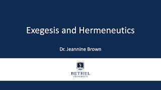 Exegesis and Hermeneutics