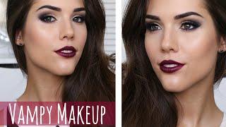 Vampy Makeup Tutorial | Winged Eye Liner, Brown Eyes & Vampy Lips