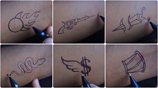 Devil fire / Army gun / Damroo / Snake || Fly  and knife tatttoo || how to make a beautiful tattoo