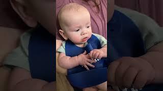 Our baby tried baby food for the first time #shorts