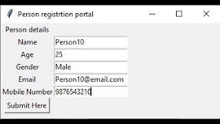 python Tkinter mini project: Python GUI app to enter and store person details in MySQL database