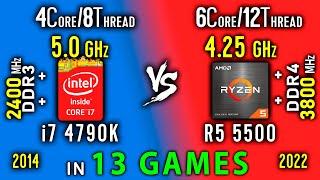 i7 4790K OC vs Ryzen 5 5500 Test in 13 Games or R5 5500 vs i7 4770K 5 GHz