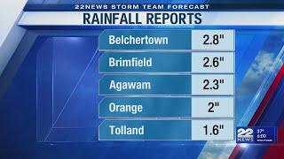 Rainfall totals from Wednesday in western Massachusetts