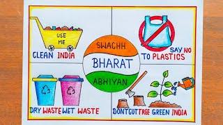 Swachh Bharat Abhiyan Drawing / Clean India Green India Poster Drawing / Clean India Drawing Easy