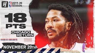 Derrick Rose RETURNS TO CHICAGO - 18 Points Highlights | Pistons vs Bulls | November 20, 2019