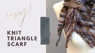 Easy! How to Knit a Triangle Scarf | Knit a Simple Scarf | Garter Stitch Knitting Pattern Beginners