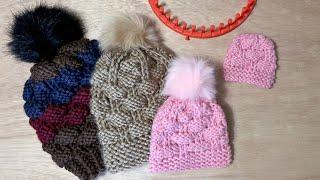 How to LOOM Knit a Hat -The Textured Ribbon Stitch aka The Brickwall