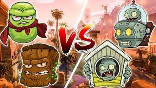 Super Bean and Big Stump vs House and Mech Gargantuar | PVZ GW2