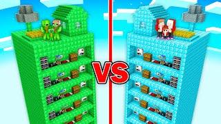 Mikey EMERALD vs JJ DIAMOND Family Base Inside Chunk in Minecraft ! - Maizen