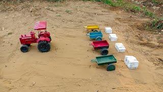 Mini tractor went to the forest to pick up eight people in the trolley |Tractor trolley video |