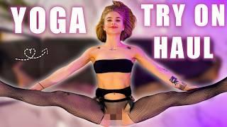 [4K] THIS NO BRA YOGA WORKOUT See Through Haul (No Bra Challenge) Fishnet Tights