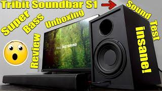 Tribit Soundbar S1 2.1 Channel Speaker With 100W Subwoofer Unboxing Review Complete Sound Test