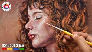 Acrylic Portrait Painting Technique | Girl with Curly Hair | Acrylic Painting by Debojyoti Boruah